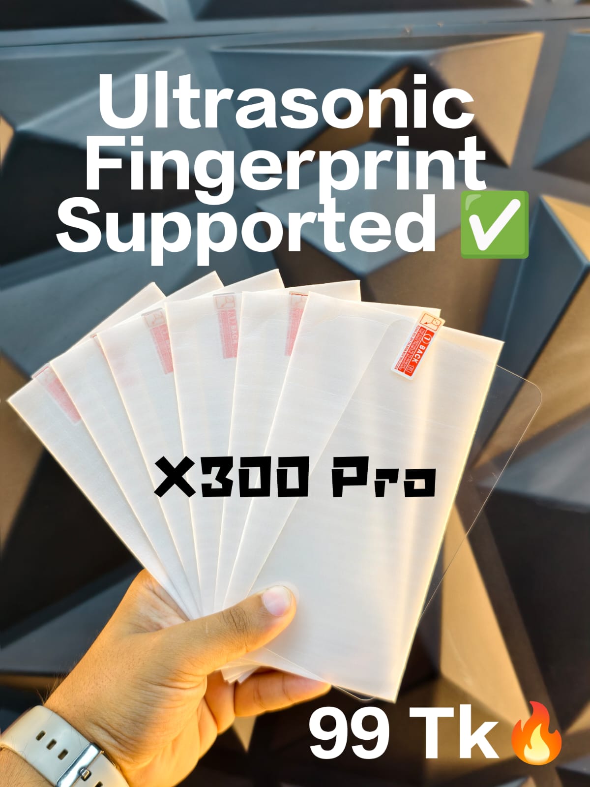 Vivo X300 Pro Ultrasonic Fingerprint Supported Full Transparent Glass Protector